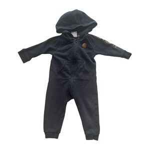 Carhartt Baby Size 12 Months One Piece Gray Hooded Long-Sleeve Logo Spellout Zip